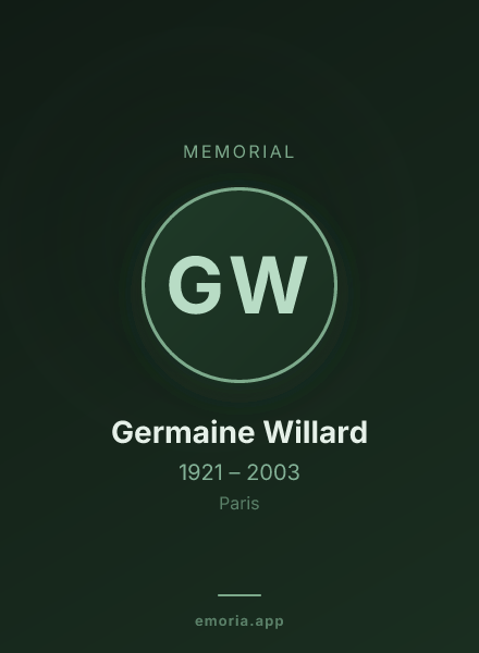Memorial portrait of Germaine Willard