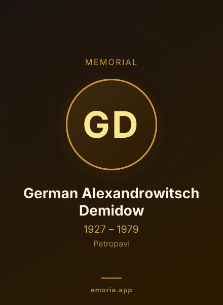 Memorial portrait of German Alexandrowitsch Demidow