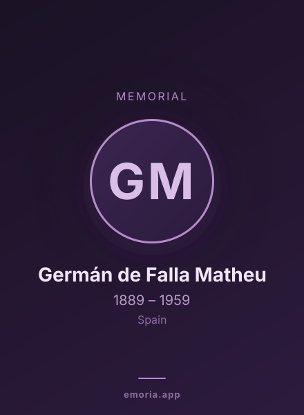 Memorial portrait of Germán de Falla Matheu