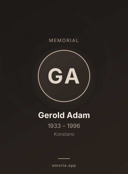 Memorial portrait of Gerold Adam