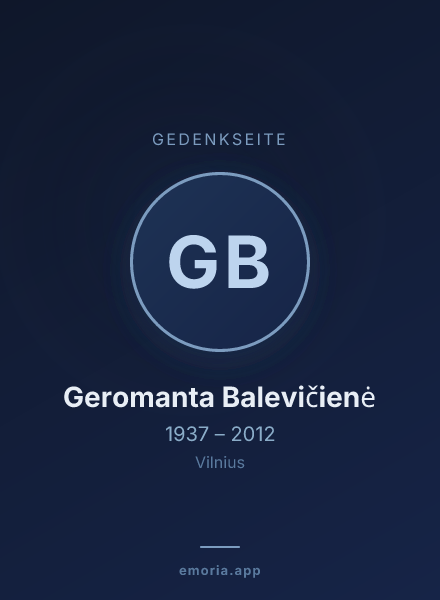 Gedenkportrait von Geromanta Balevičienė