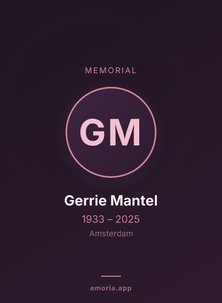 Memorial portrait of Gerrie Mantel