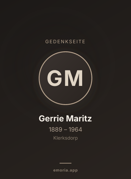 Gedenkportrait von Gerrie Maritz