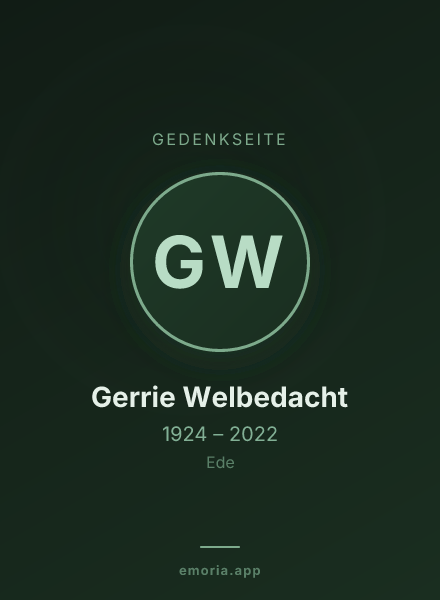 Gedenkportrait von Gerrie Welbedacht