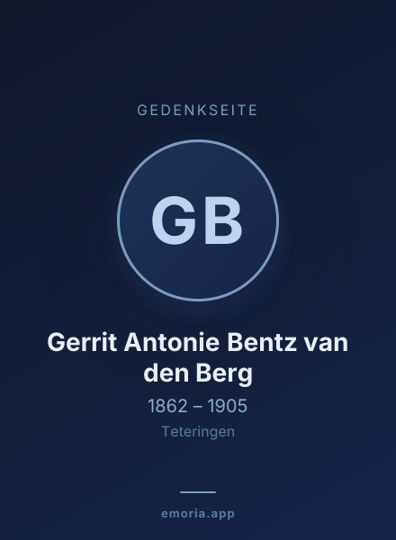 Gedenkportrait von Gerrit Antonie Bentz van den Berg