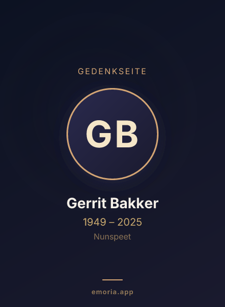 Gedenkportrait von Gerrit Bakker