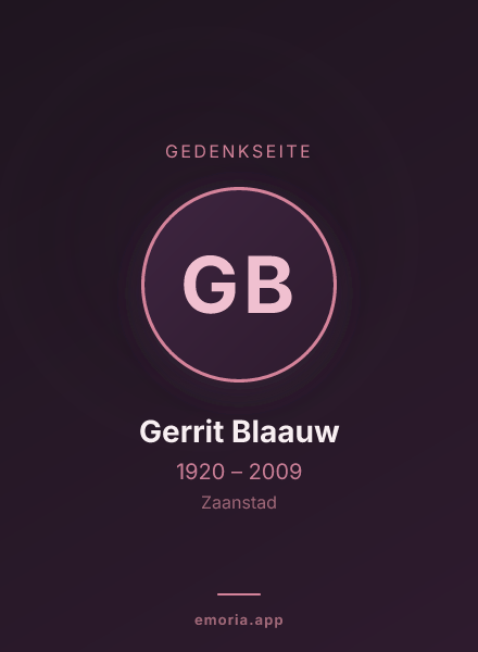 Gedenkportrait von Gerrit Blaauw