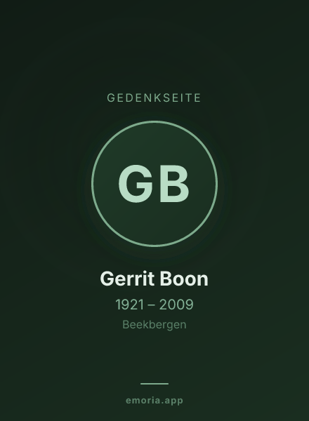 Gedenkportrait von Gerrit Boon