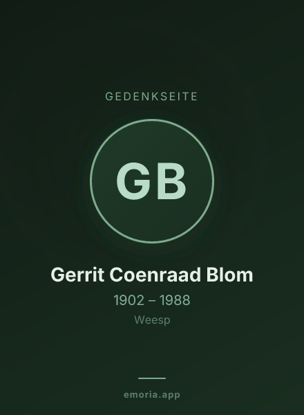 Gedenkportrait von Gerrit Coenraad Blom