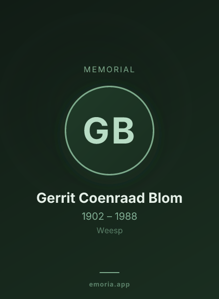 Memorial portrait of Gerrit Coenraad Blom