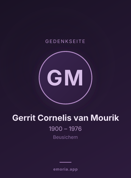Gedenkportrait von Gerrit Cornelis van Mourik