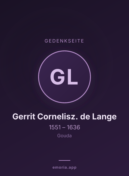 Gedenkportrait von Gerrit Cornelisz. de Lange