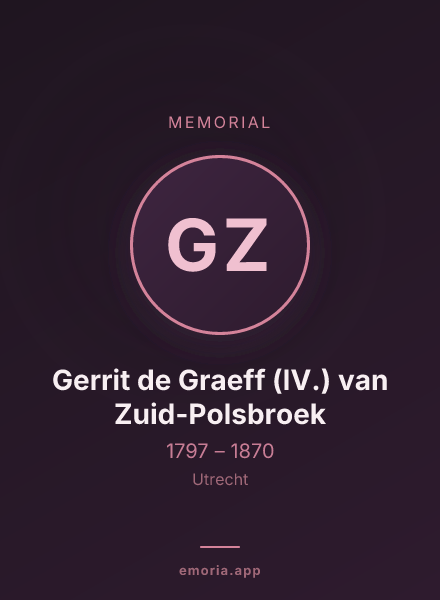 Memorial portrait of Gerrit de Graeff (IV.) van Zuid-Polsbroek