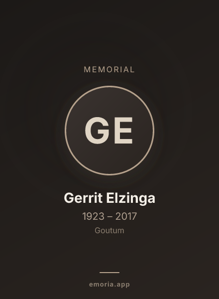 Memorial portrait of Gerrit Elzinga