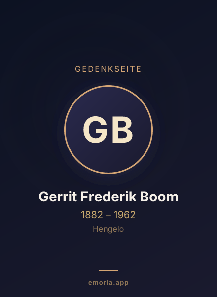 Gedenkportrait von Gerrit Frederik Boom