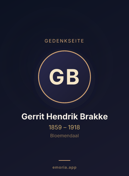 Gedenkportrait von Gerrit Hendrik Brakke