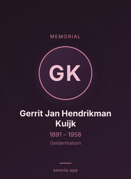 Memorial portrait of Gerrit Jan Hendrikman Kuijk