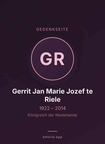 Gedenkportrait von Gerrit Jan Marie Jozef te Riele