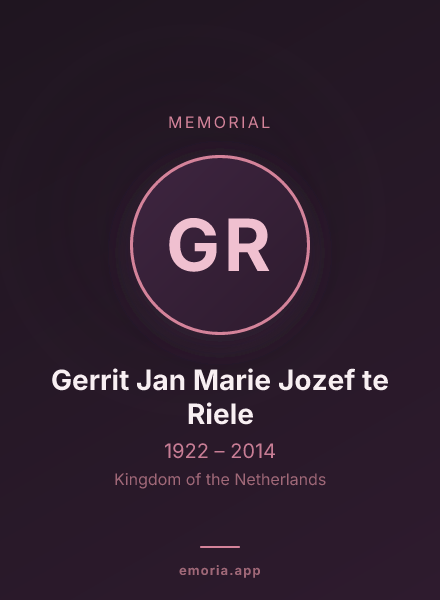 Memorial portrait of Gerrit Jan Marie Jozef te Riele