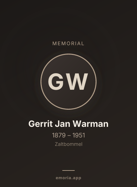 Memorial portrait of Gerrit Jan Warman