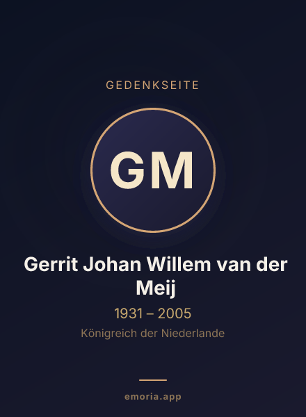 Gedenkportrait von Gerrit Johan Willem van der Meij