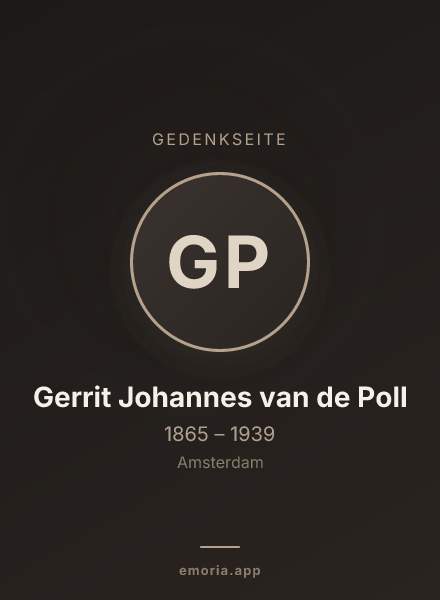 Gedenkportrait von Gerrit Johannes van de Poll