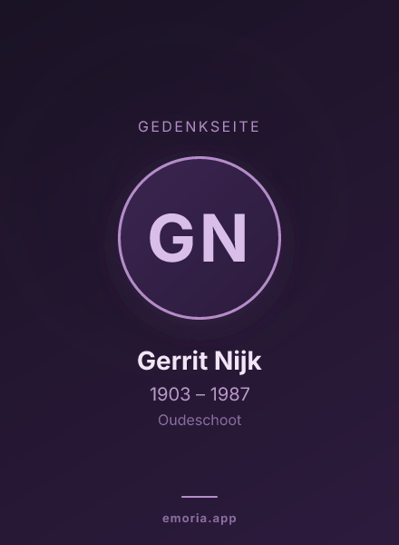 Gedenkportrait von Gerrit Nijk