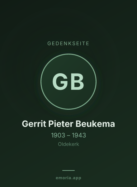 Gedenkportrait von Gerrit Pieter Beukema