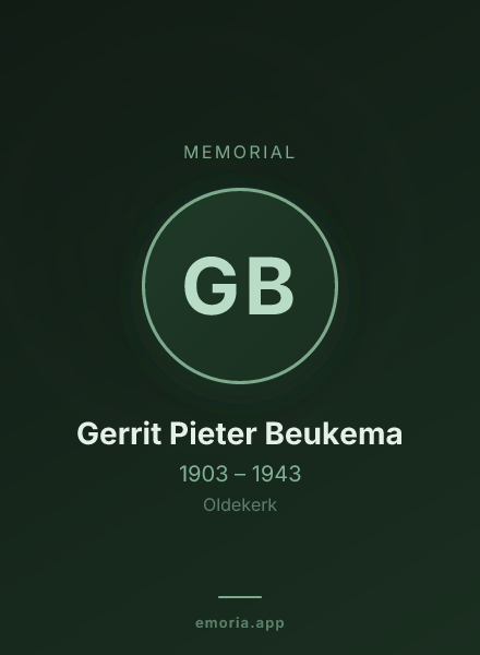 Memorial portrait of Gerrit Pieter Beukema