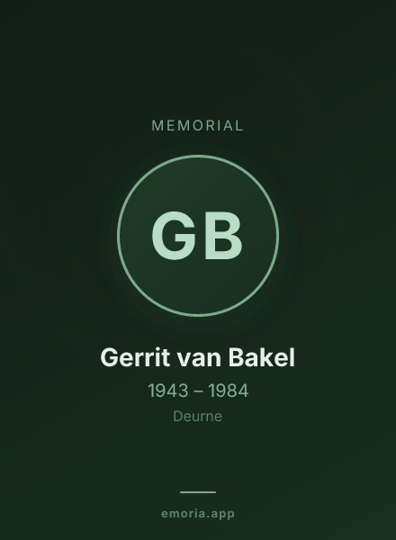Memorial portrait of Gerrit van Bakel