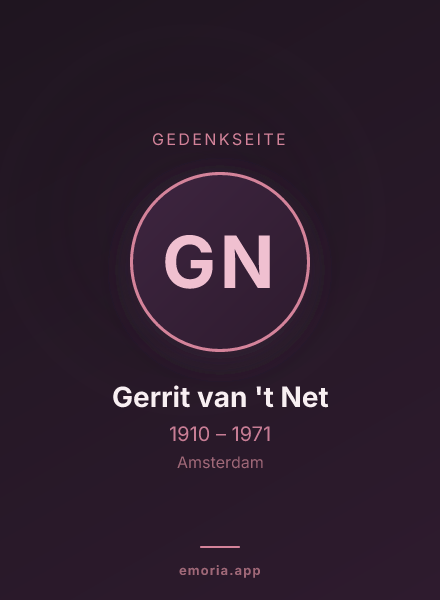 Gedenkportrait von Gerrit van 't Net