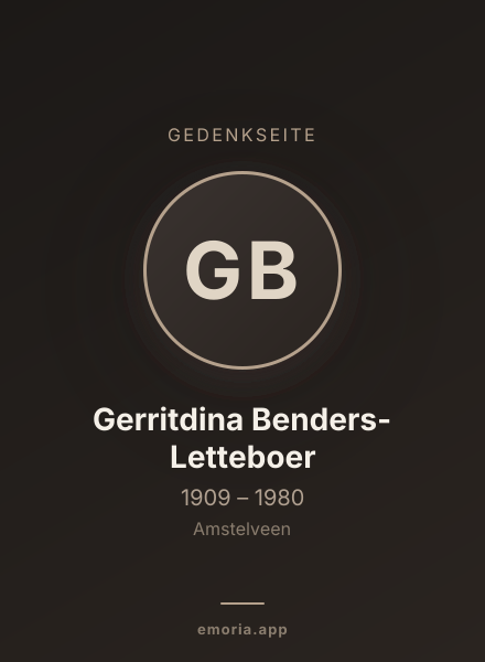 Gedenkportrait von Gerritdina Benders-Letteboer