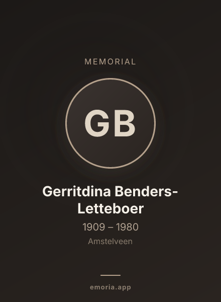 Memorial portrait of Gerritdina Benders-Letteboer