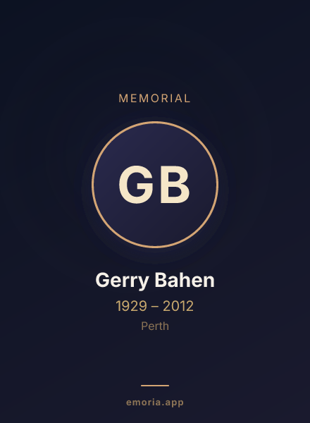 Memorial portrait of Gerry Bahen
