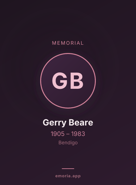 Memorial portrait of Gerry Beare