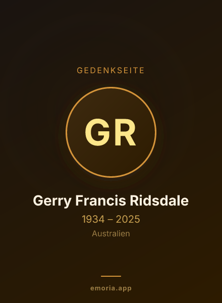 Gedenkportrait von Gerry Francis Ridsdale