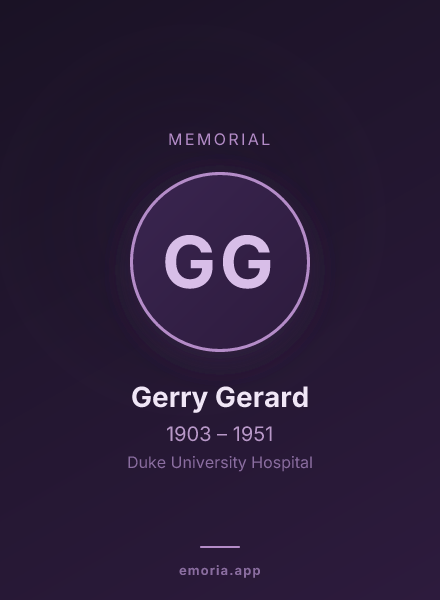 Memorial portrait of Gerry Gerard