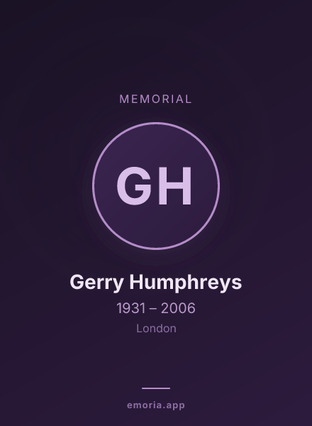 Memorial portrait of Gerry Humphreys
