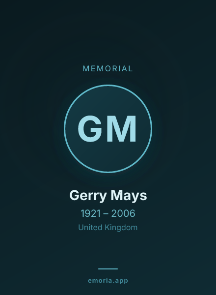 Memorial portrait of Gerry Mays