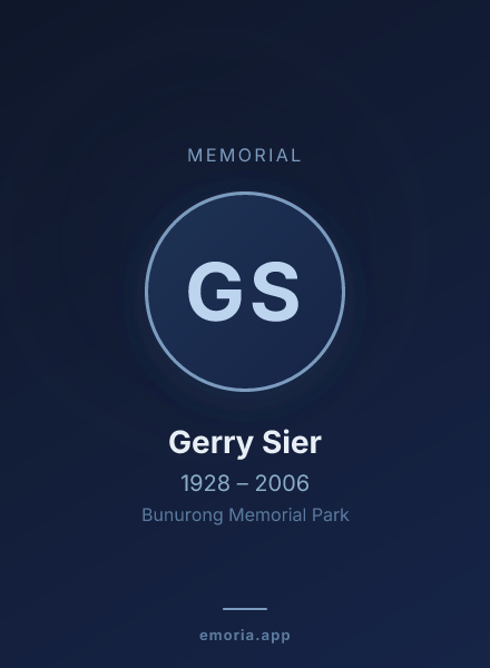 Memorial portrait of Gerry Sier