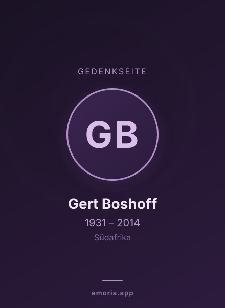 Gedenkportrait von Gert Boshoff