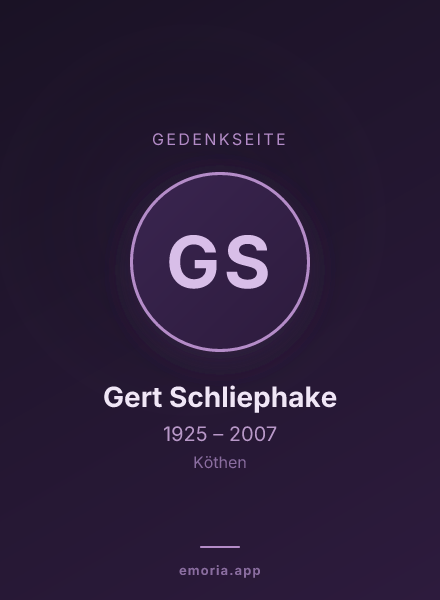 Gedenkportrait von Gert Schliephake