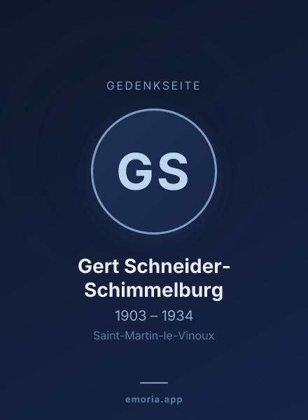 Gedenkportrait von Gert Schneider-Schimmelburg