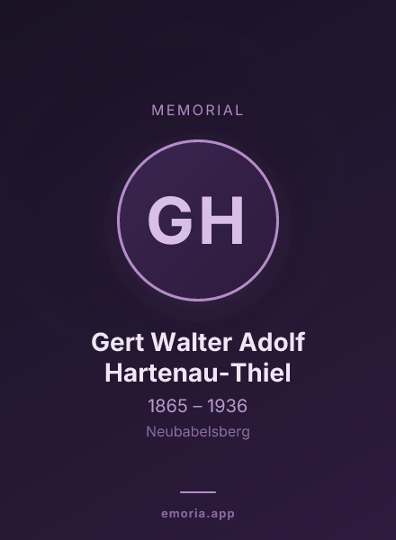 Memorial portrait of Gert Walter Adolf Hartenau-Thiel