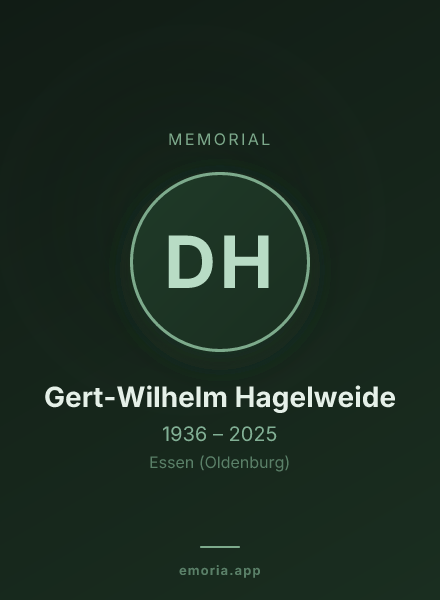 Memorial portrait of Dr. phil. Gert-Wilhelm Hagelweide
