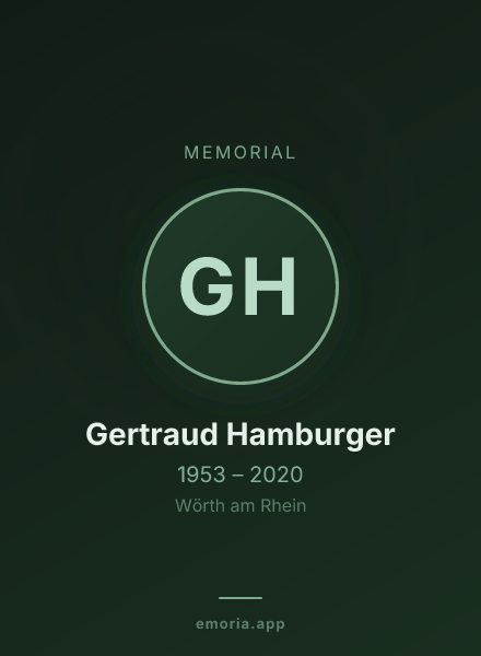 Memorial portrait of Gertraud Hamburger