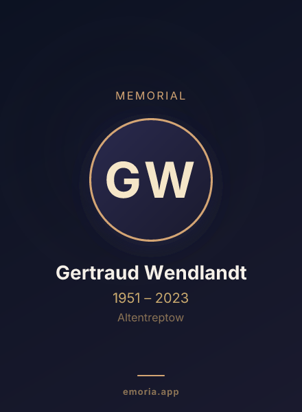 Memorial portrait of Gertraud Wendlandt