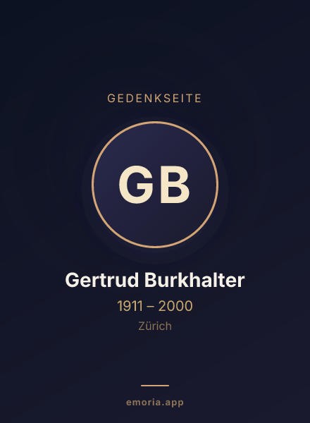 Gedenkportrait von Gertrud Burkhalter