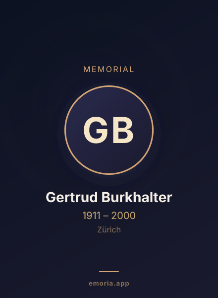 Memorial portrait of Gertrud Burkhalter