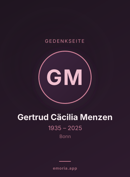 Gedenkportrait von Gertrud Cäcilia Menzen